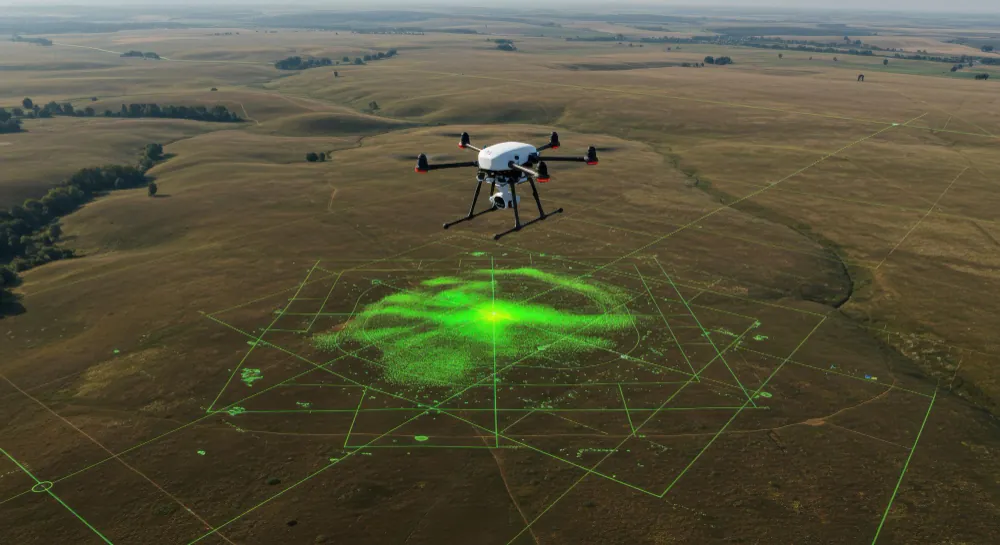 โดรนสำรวจมุมสูงพร้อมระบบสแกนข้อมูลเชิงพื้นที่ — เทคโนโลยี Smart Aerial Platform ของ SAP Corporation