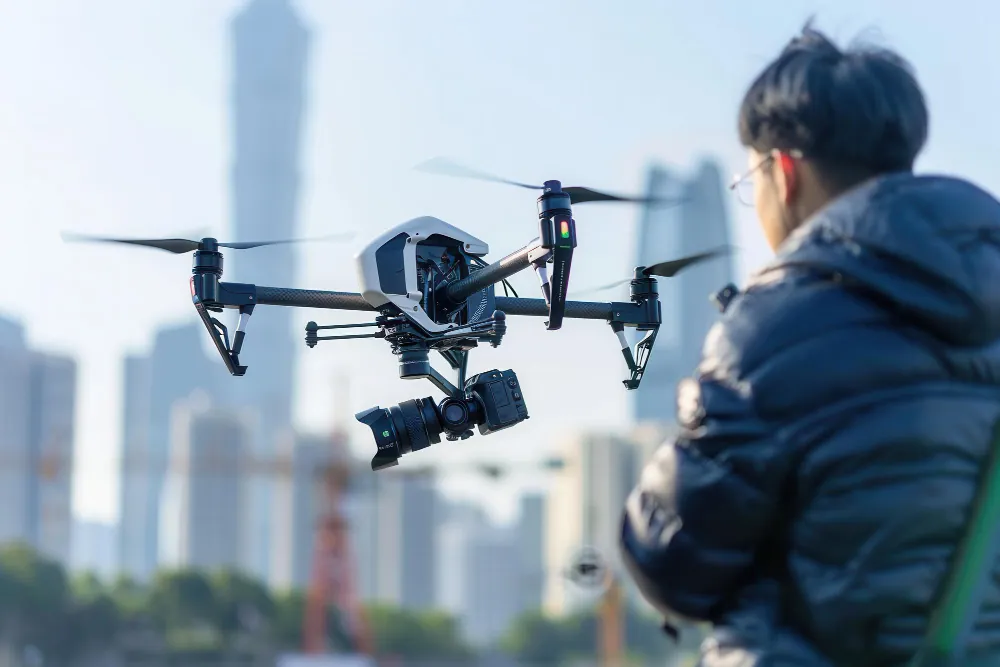 โดรน DJI Inspire พร้อมกล้องระดับมืออาชีพ ฉากเมือง — บริการจำหน่ายอากาศยาน